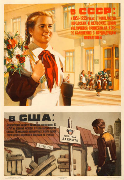 manifesti di propaganda sovietica sulla scuola